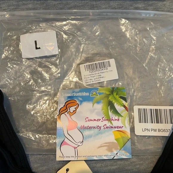 Summer Sunshine Maternity 1‎ piece black swimsuit front cross women’s L new - Picture 10 of 12